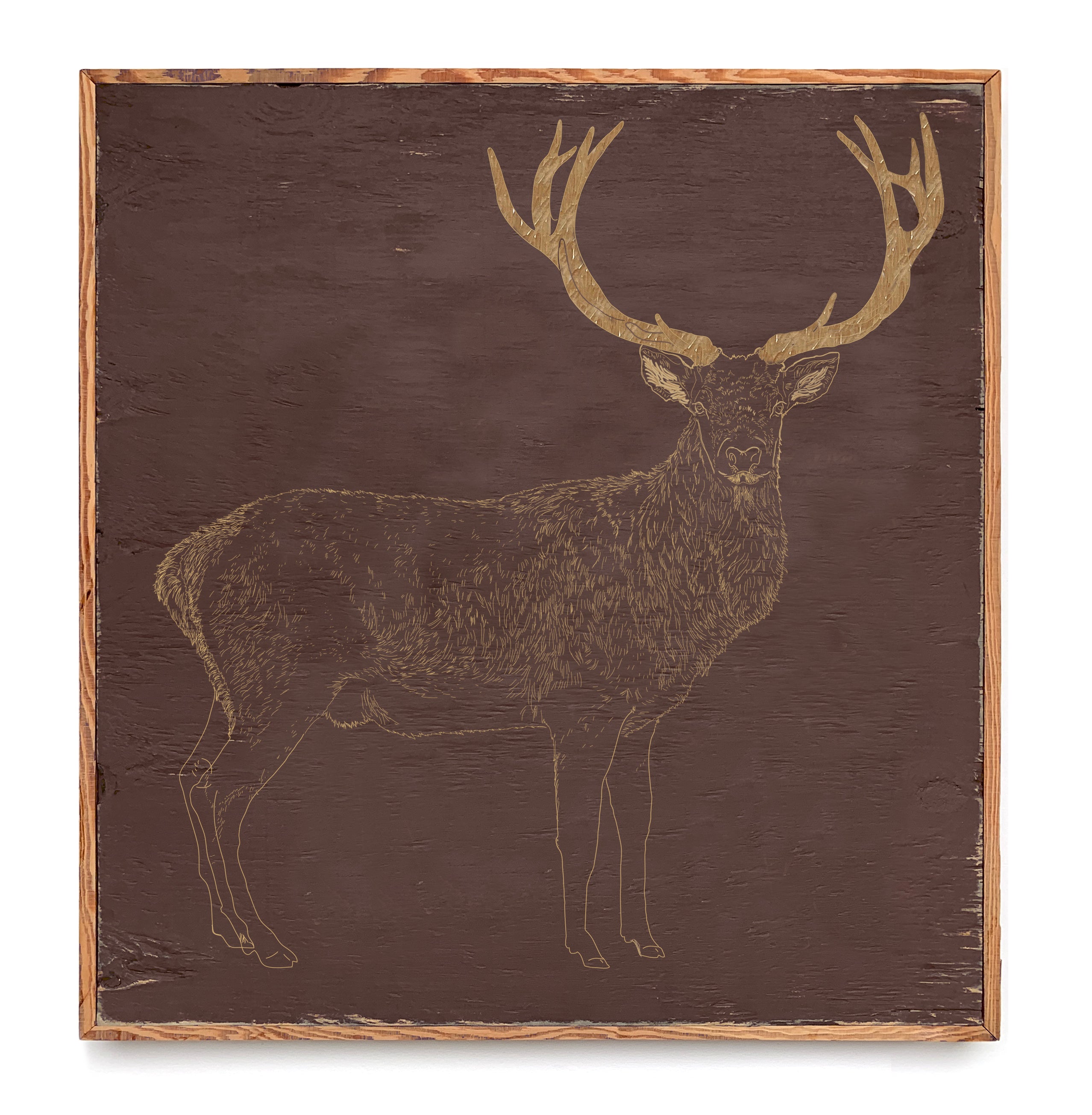 Carved Deer Framed Wall Art