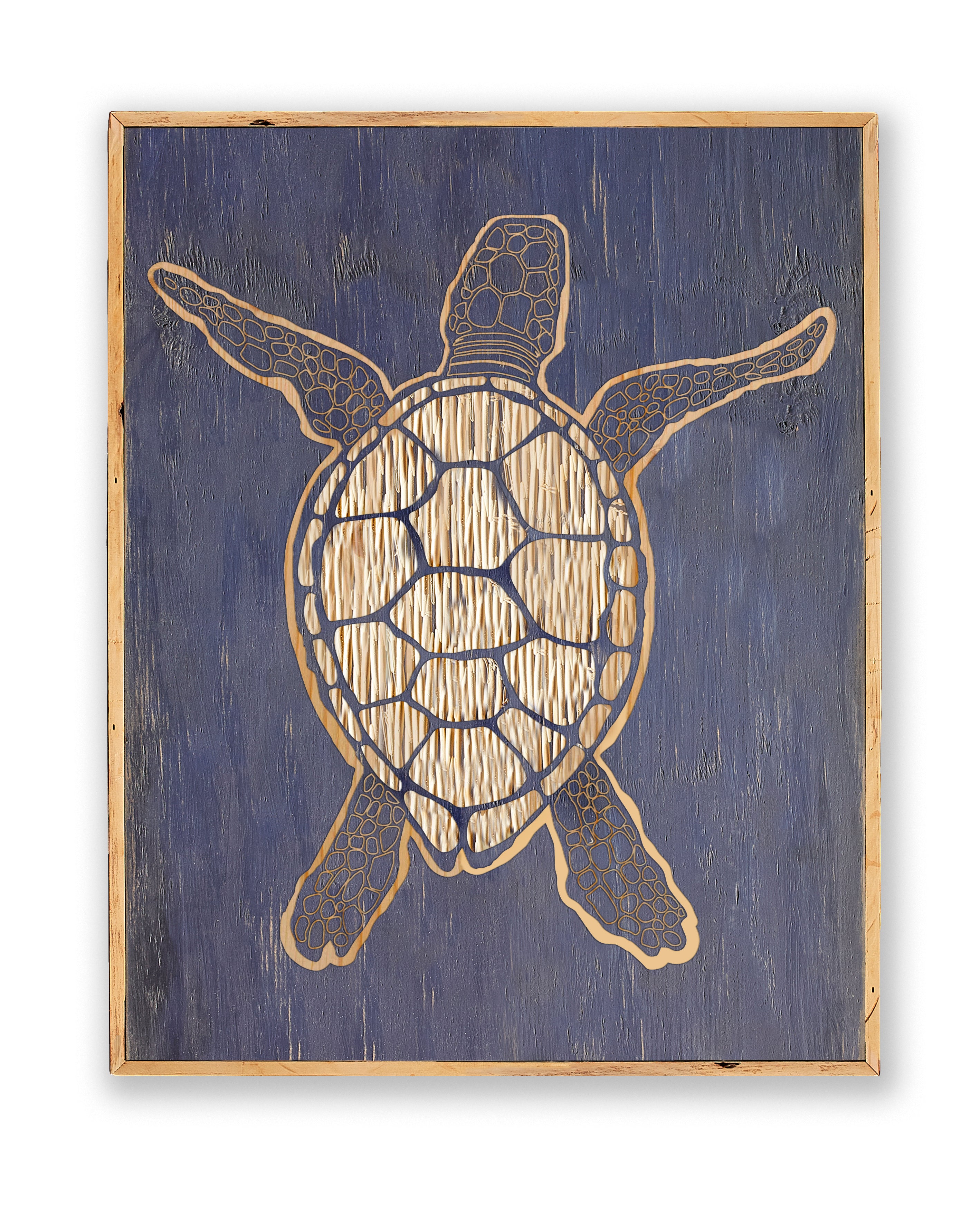 Carved Wooden Sea Turtle Framed Wall Art - Haven America