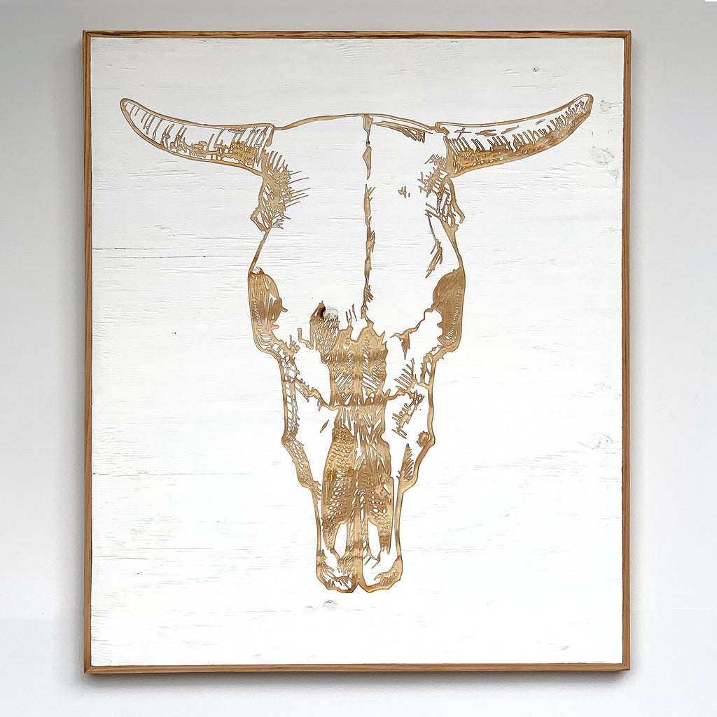 Carved Cow Skull Artwork by Haven America