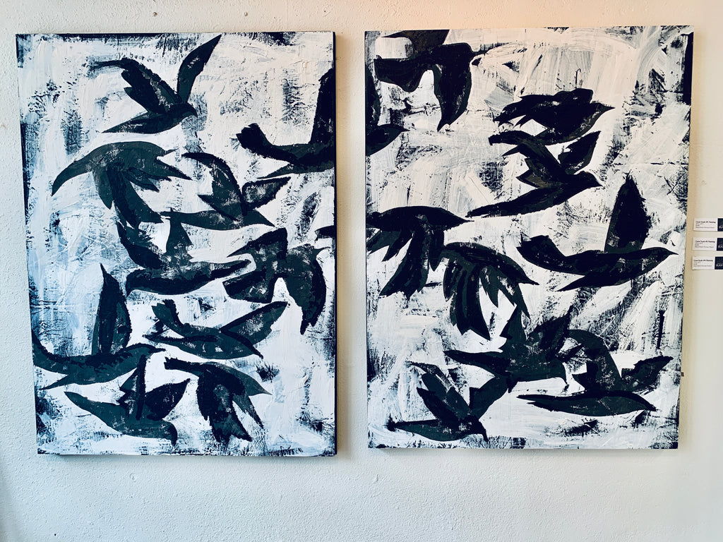 Crow Study #2 and #3 Paintings