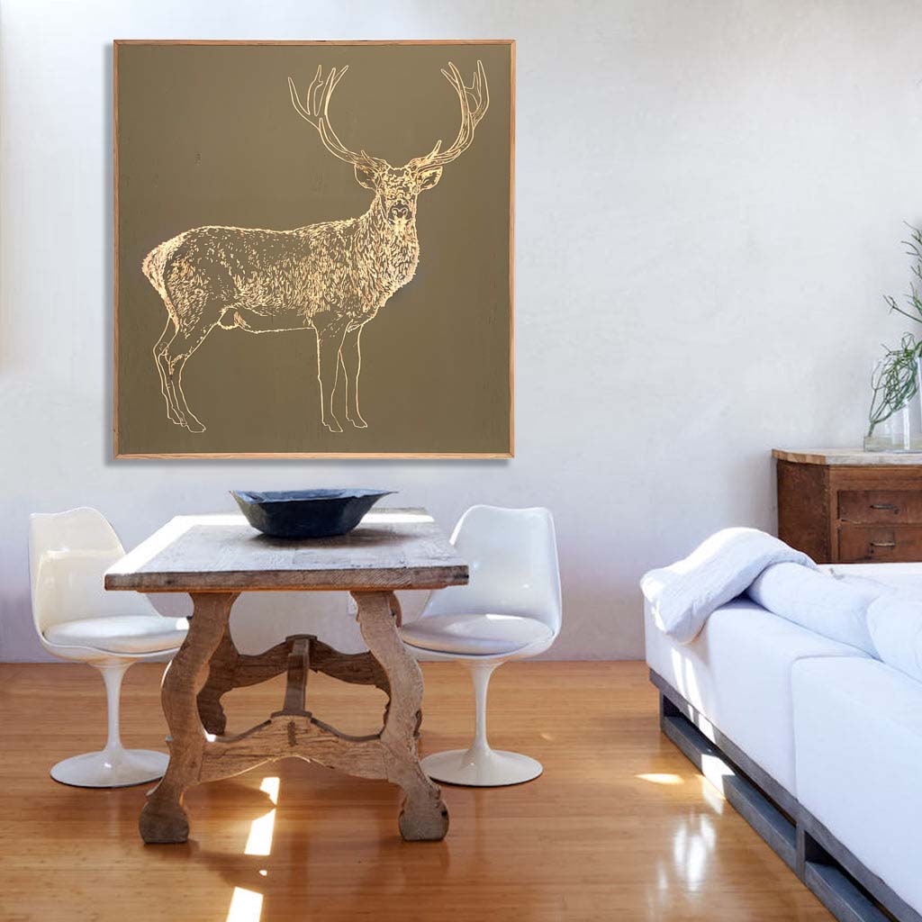 Carved Deer Framed Wall Art