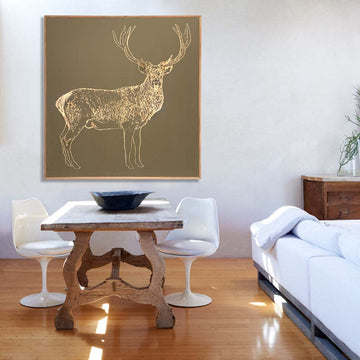 Carved Deer Framed Wall Art
