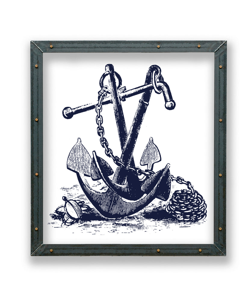 Double Anchor Print in Metal Frame