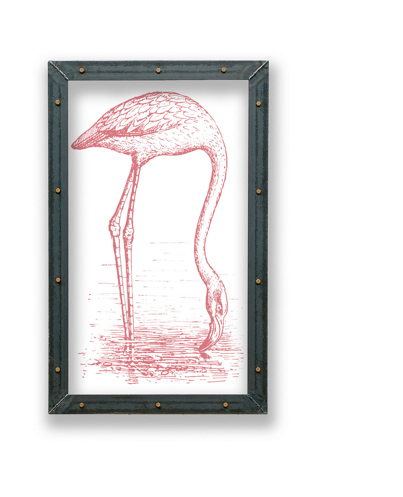Flamingo Bird Print in Metal Frame