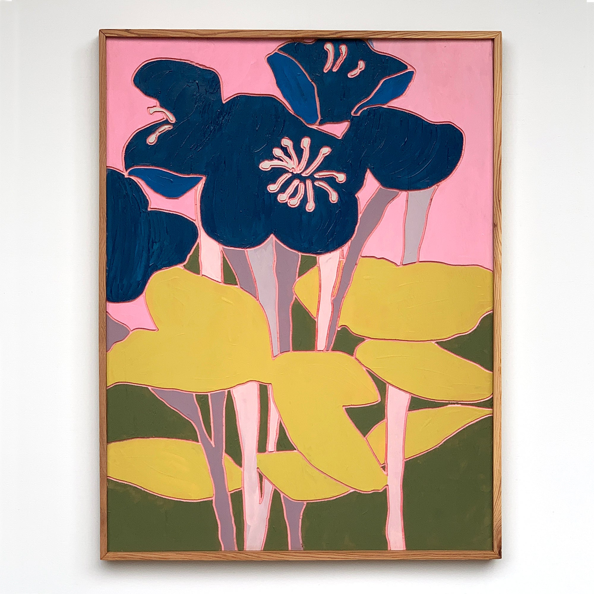 Blue Flowers Wall Art Framed - Haven America