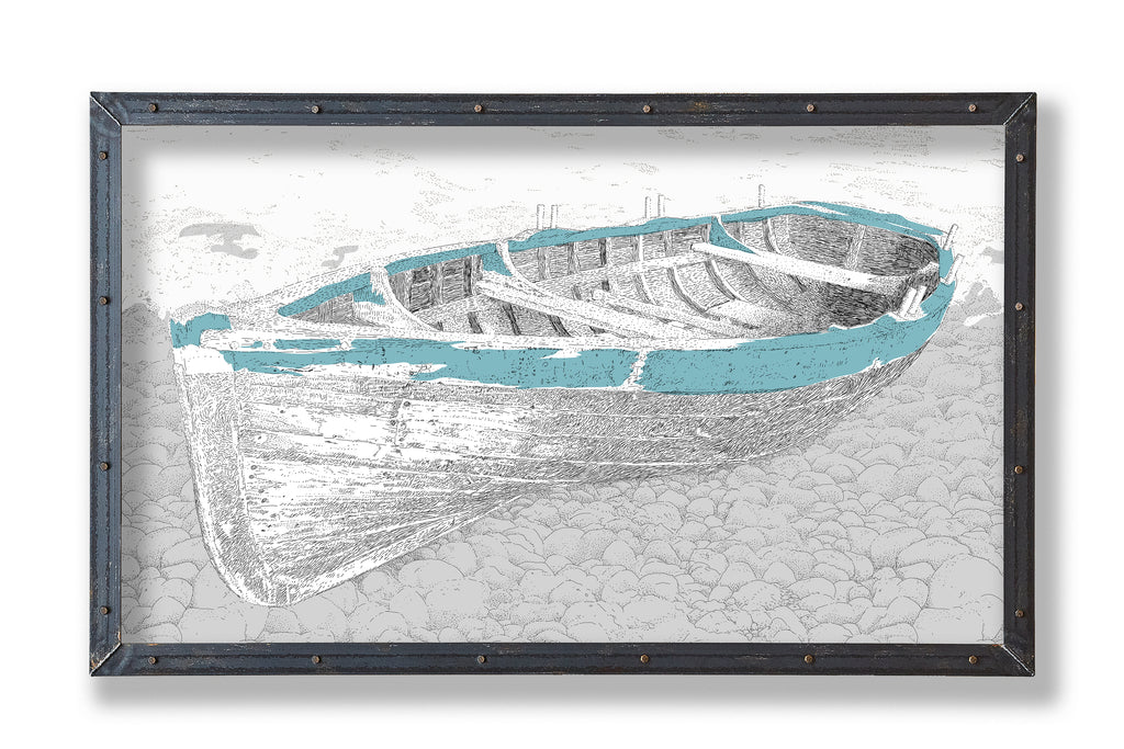 Beached Rowboat Print with Metal Frame