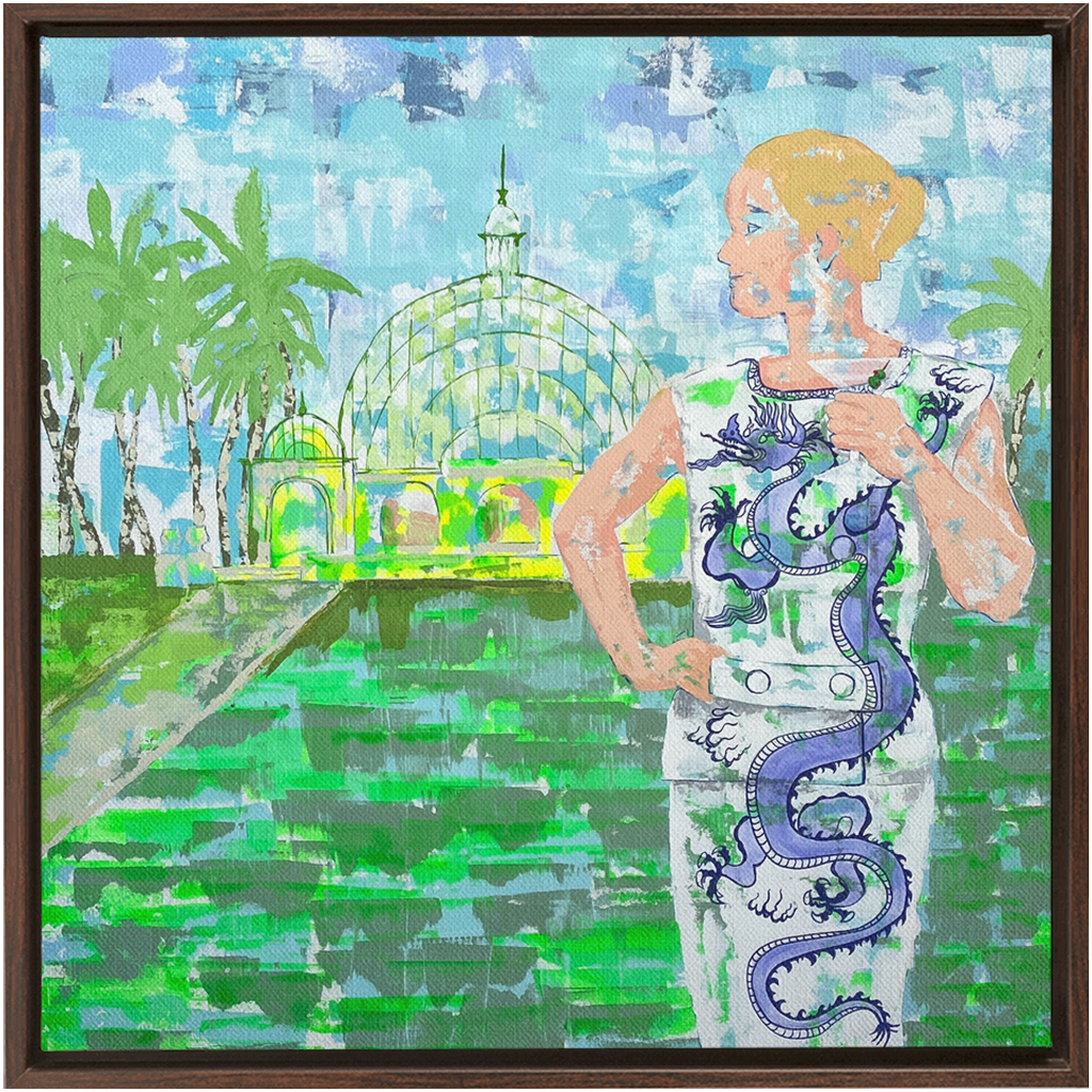 Canvas print with walnut frame