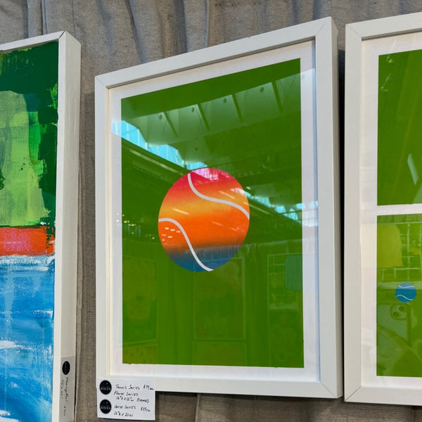 Colorful Tennis Ball image created from layering spray paint 