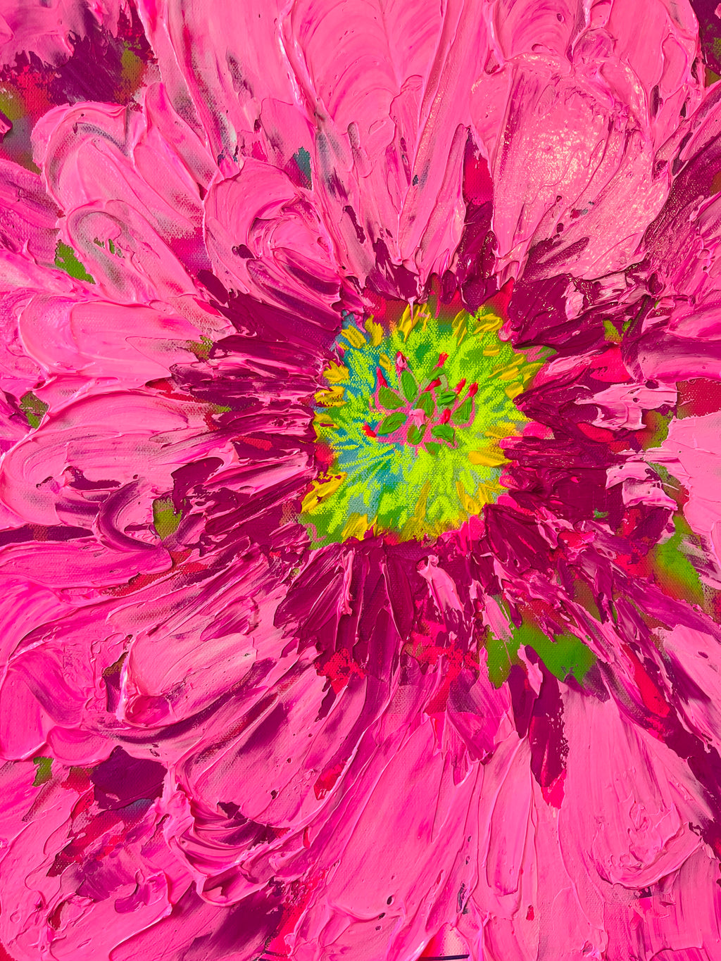 close up of peony flower center