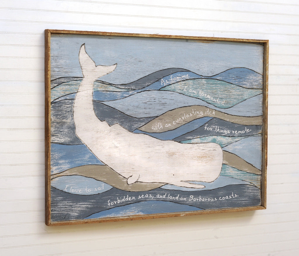 Melville Moby White Whale Framed Wall Decor - Haven America