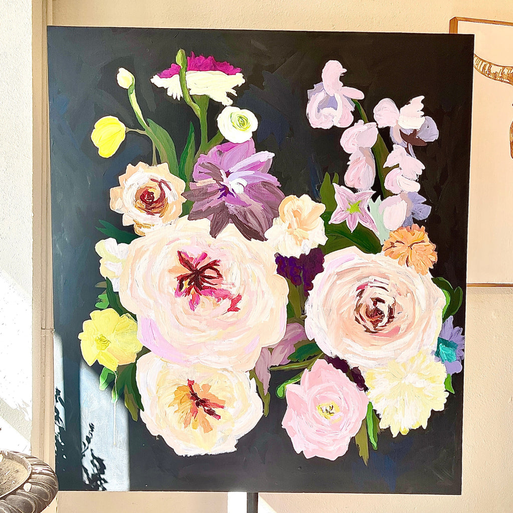 Floral Painting with Dark Background, New Orleans artist