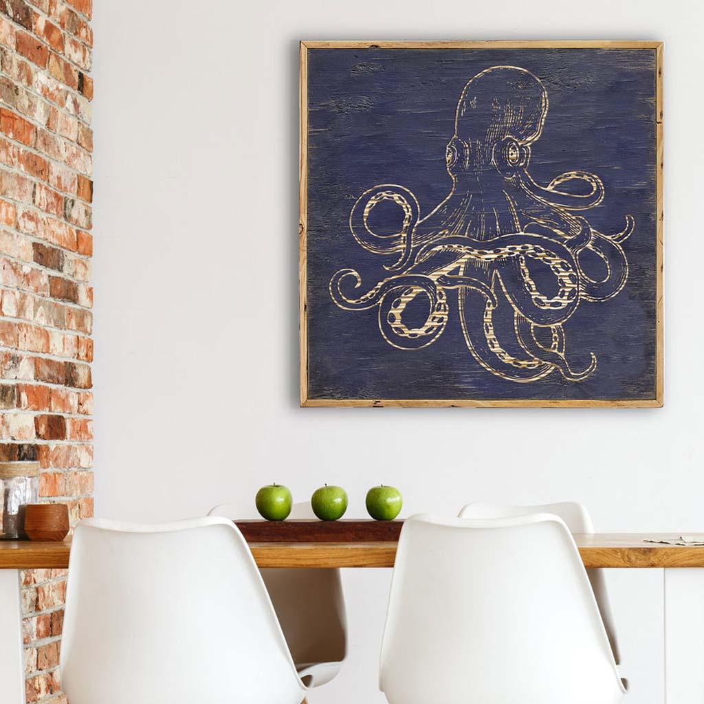 Carved Octopus Framed Wall Art