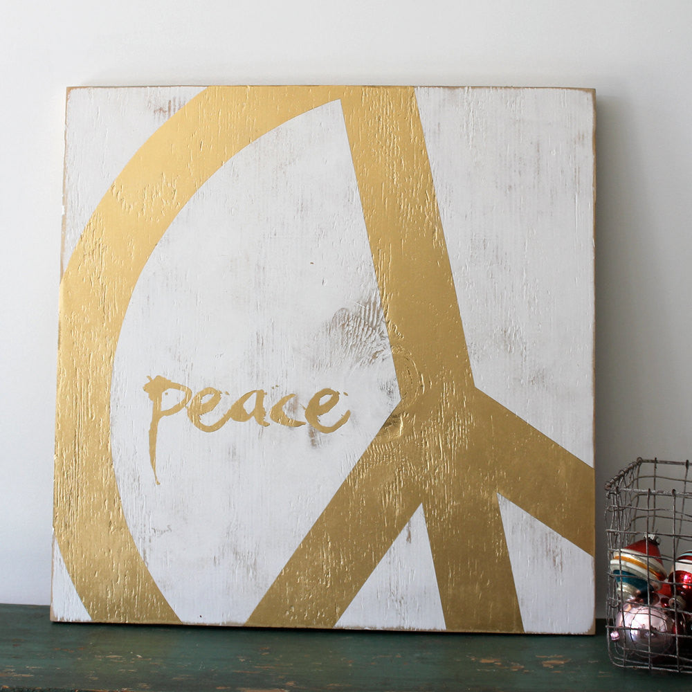 Modern Peace Sign 18" Square Holiday Decor - Haven America