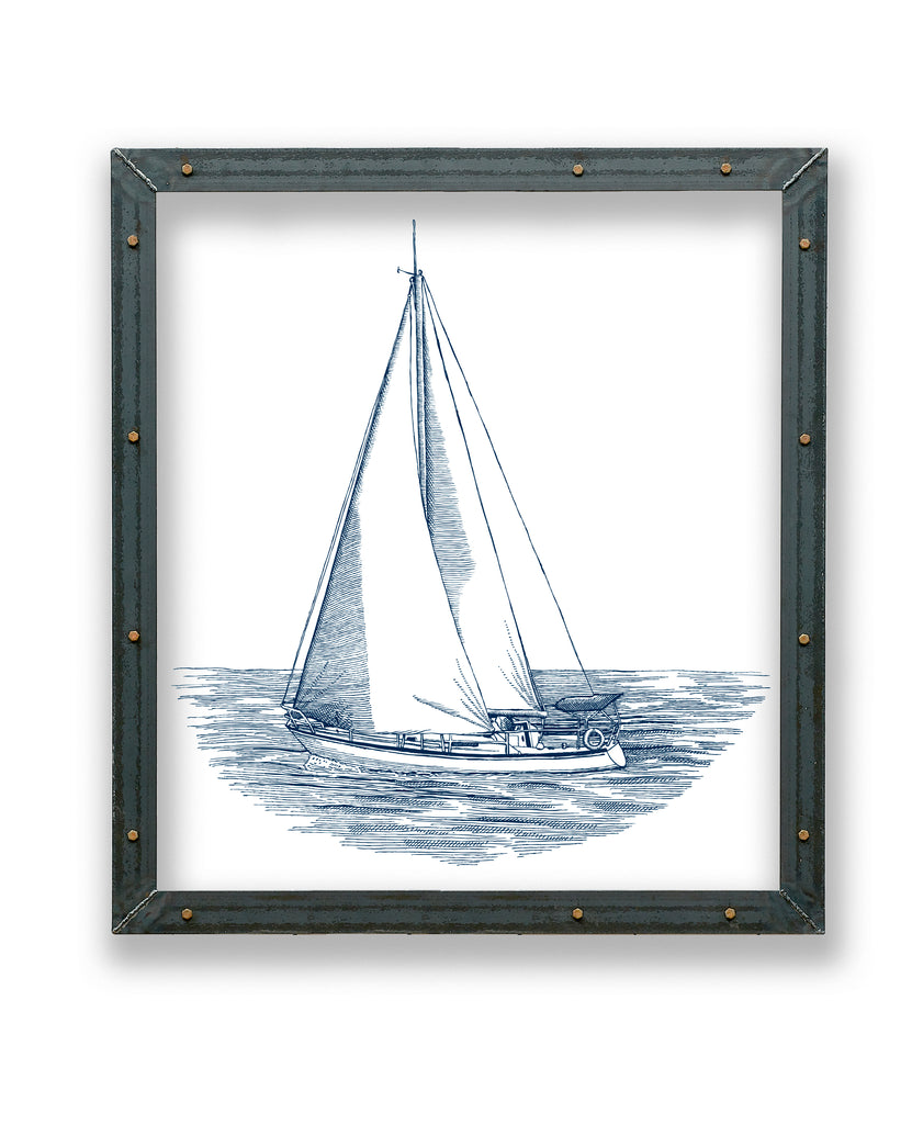 Sailing Sloop Print in Metal Frame - Haven America