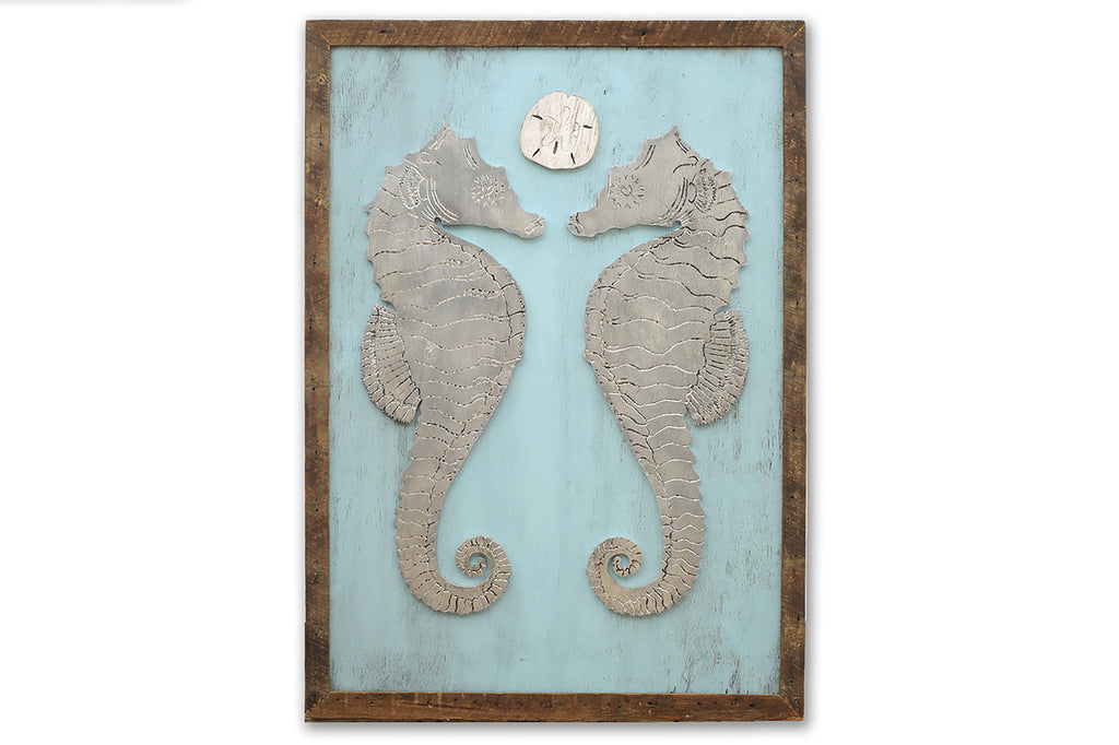 Seahorse Courtship with Sand Dollar Framed Wall Art - Haven America