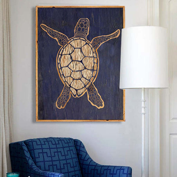 Carved Sea Turtle Framed Wall Art