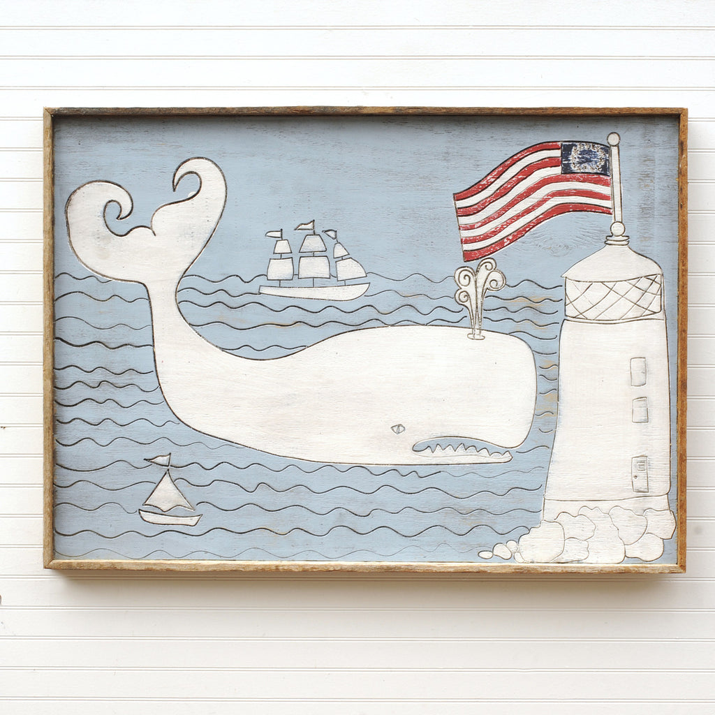 Whale with Lighthouse Wall Art - Haven America