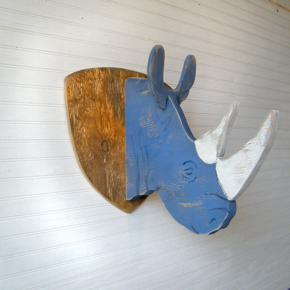 Wooden Rhinoceros Trophy Head - Haven America