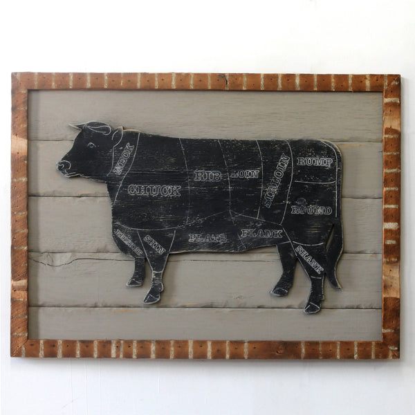 Wooden Butcher Cow Framed - Haven America