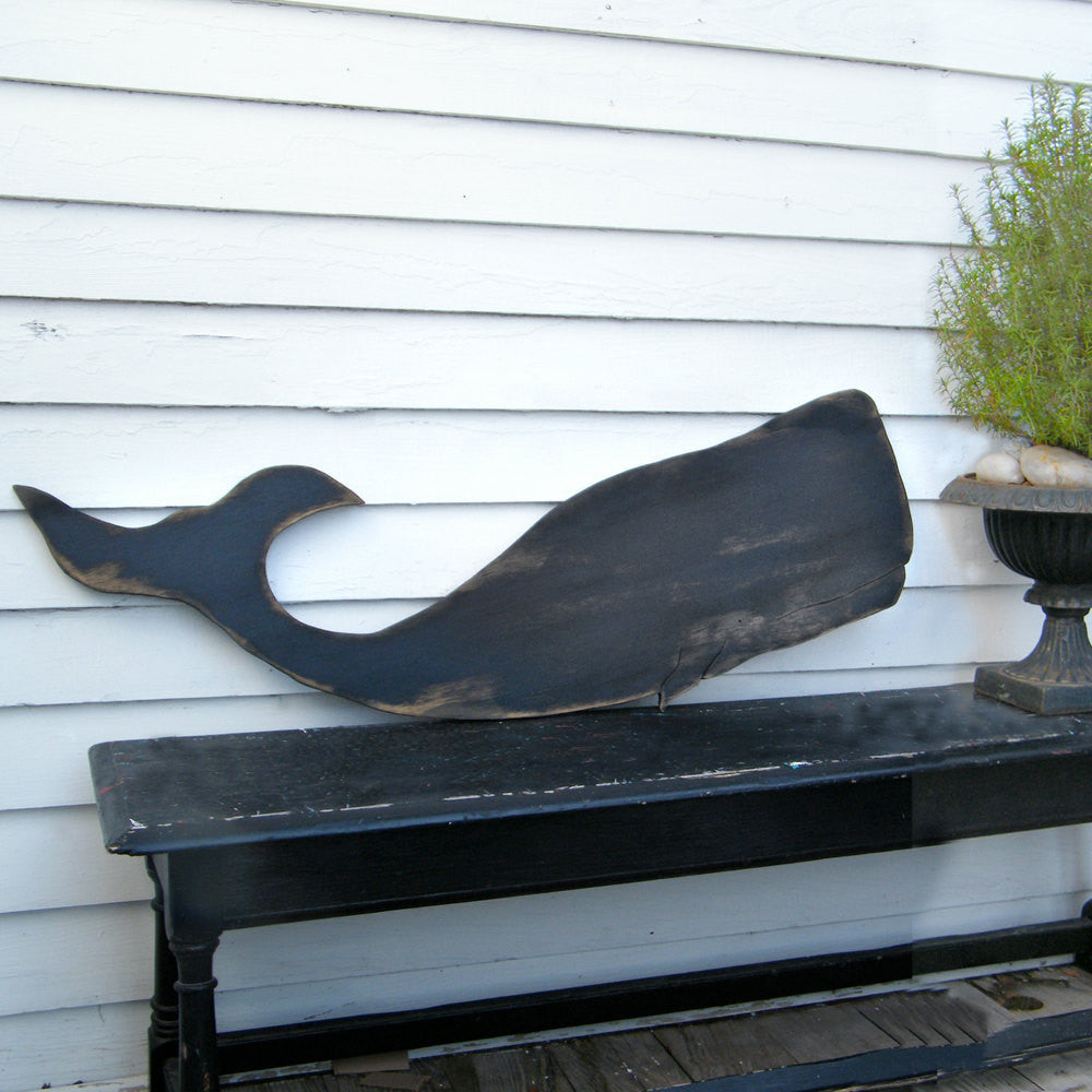 Black Whale Wooden Whale Wall Art - Haven America