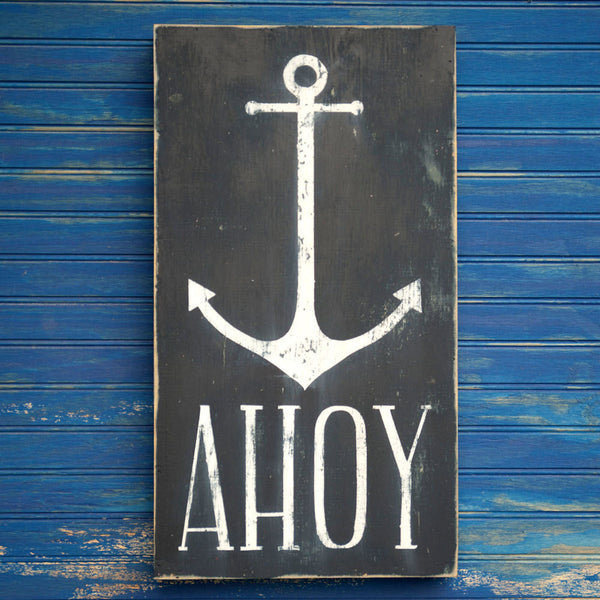 AHOY Anchor Wooden Box Sign - Haven America