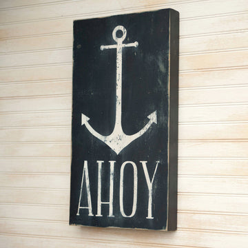 AHOY Anchor Wooden Box Sign - Haven America