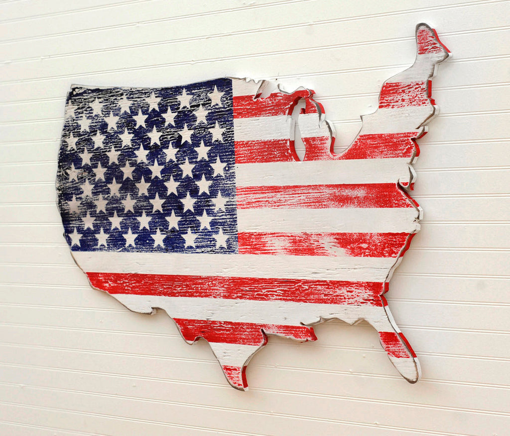 Stars and Stripe USA Wooden Flag Map - Haven America